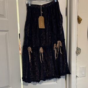 Elegant Lace Skirt with Ribbon Accents